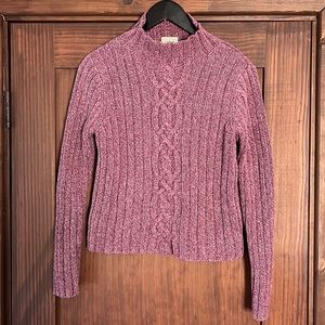 Vtg L.L. Bean cable mock turtleneck sweater size XS